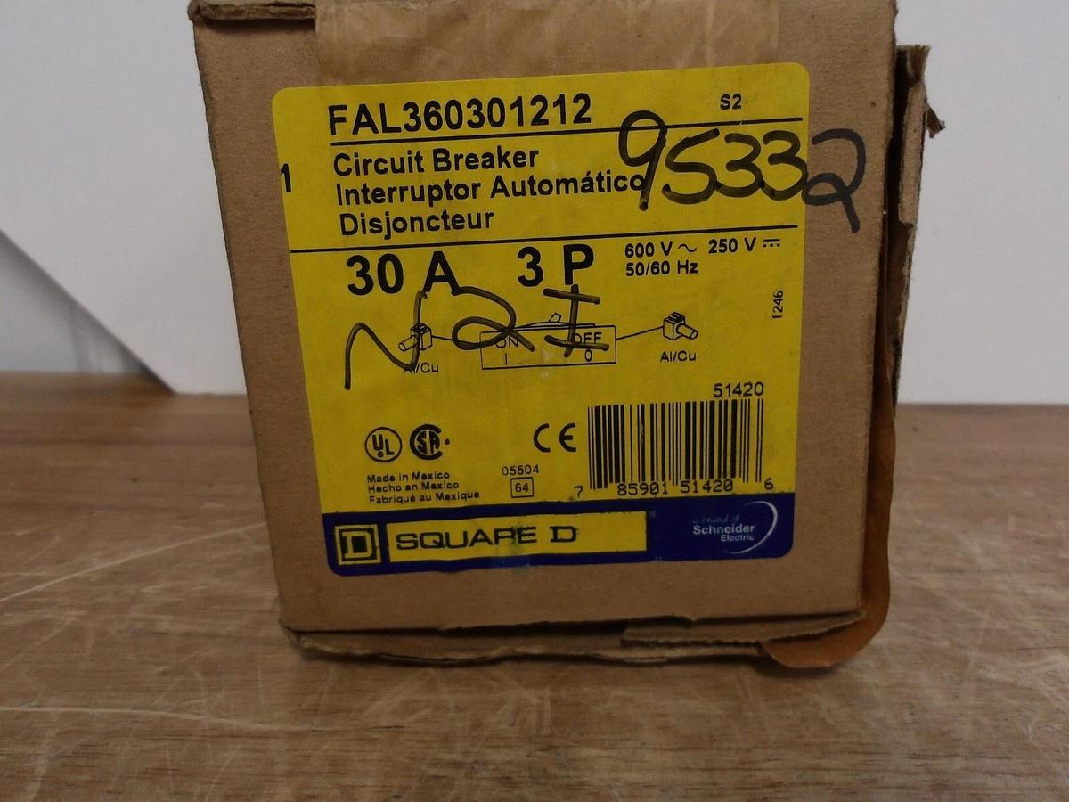 SQUARE D 30 AMP BREAKER 600/250 V, #2211230G NIB