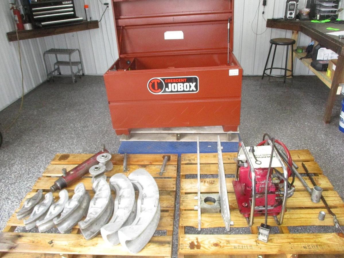 Used ENERPAC HYDRAULIC PIPE BENDING SET IN JOBOX (ASSORTED SIZES) #39206J USED