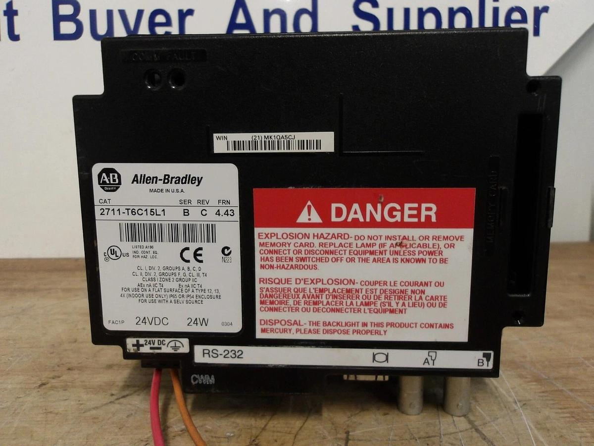 Used ALLEN BRADLEY PANELVIEW 600 TOUCH SCREEN 2711-T6C15L1, #64220G USED