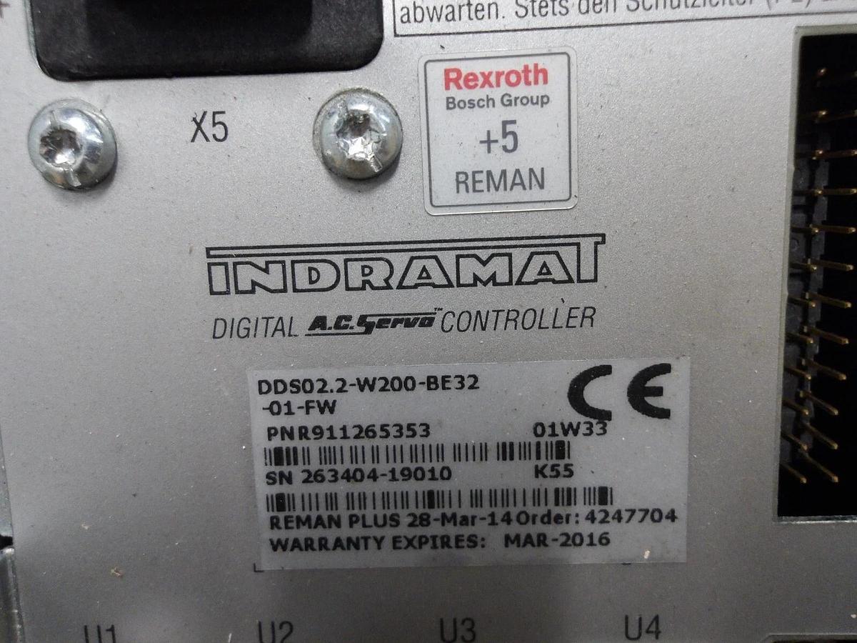 Used REXROTH INDRAMAT DDS02.2-W200-BE32-01-FW SERVO DRIVE CONTROLLER, #218310G NEW