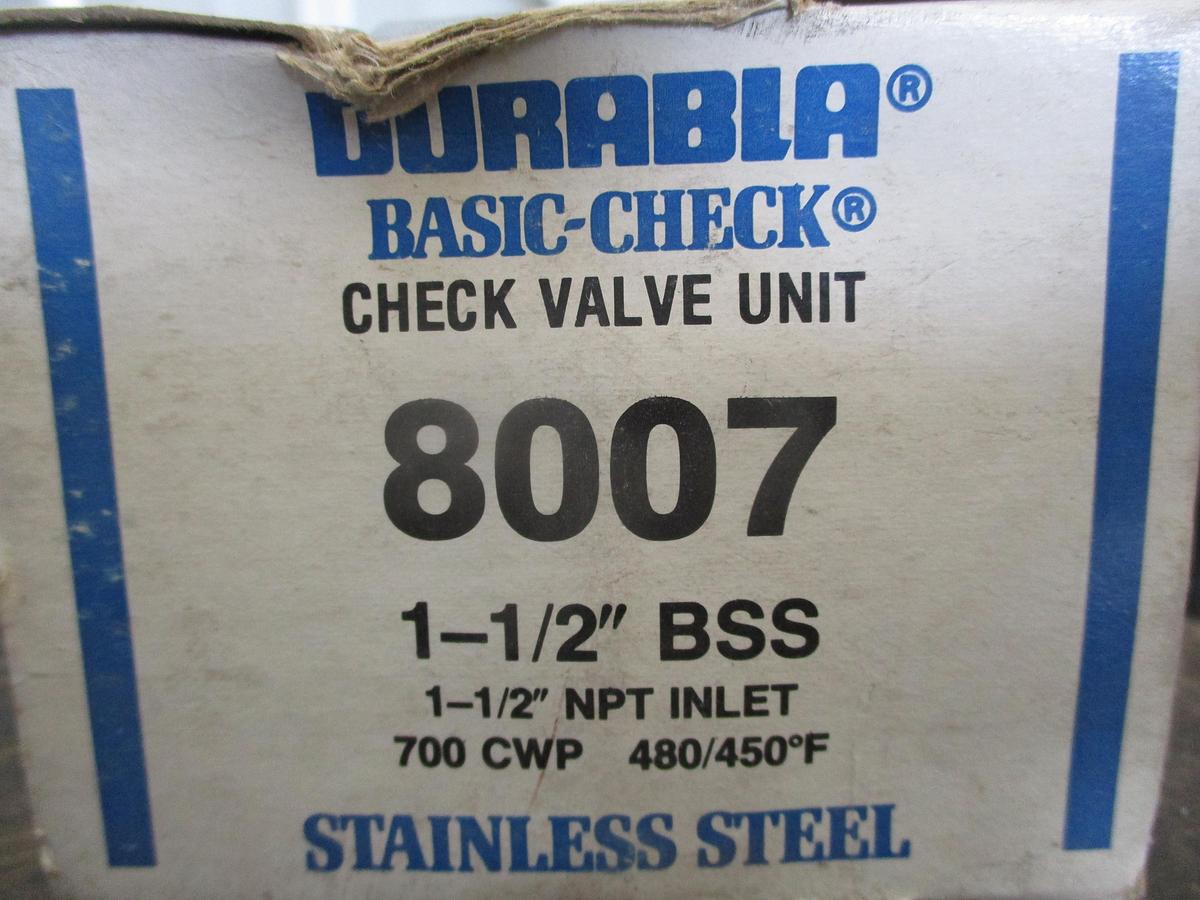 DURABLA 8007 STAINLESS 1-1/2" CHECK VALVE