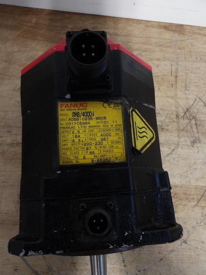 Used FANUC A06B-0235-B-605 AC SERVO MOTOR, 4000 RPM, #6191040G USED
