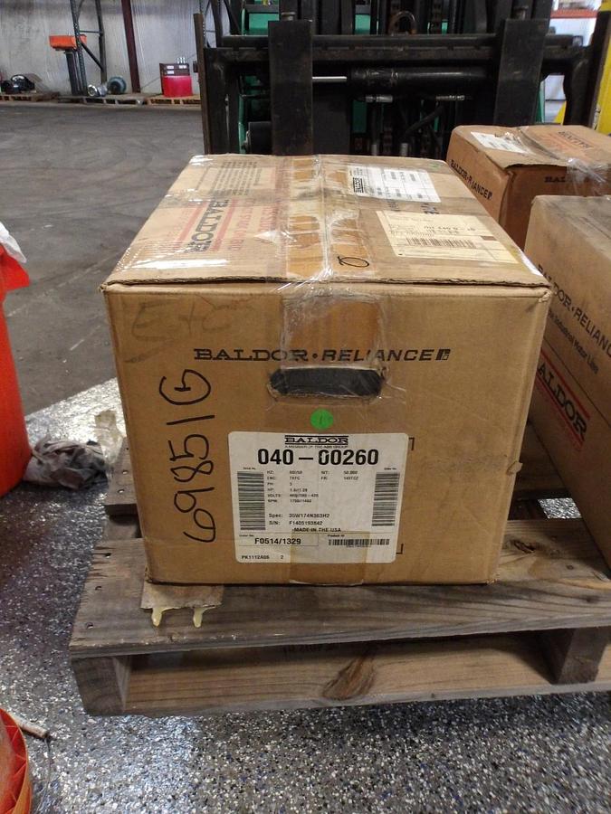 BALDOR RELIANCE 1.6/1.28 HP MOTOR, 1750/1460 RPM, 460/380-420 V, #69851G NIB