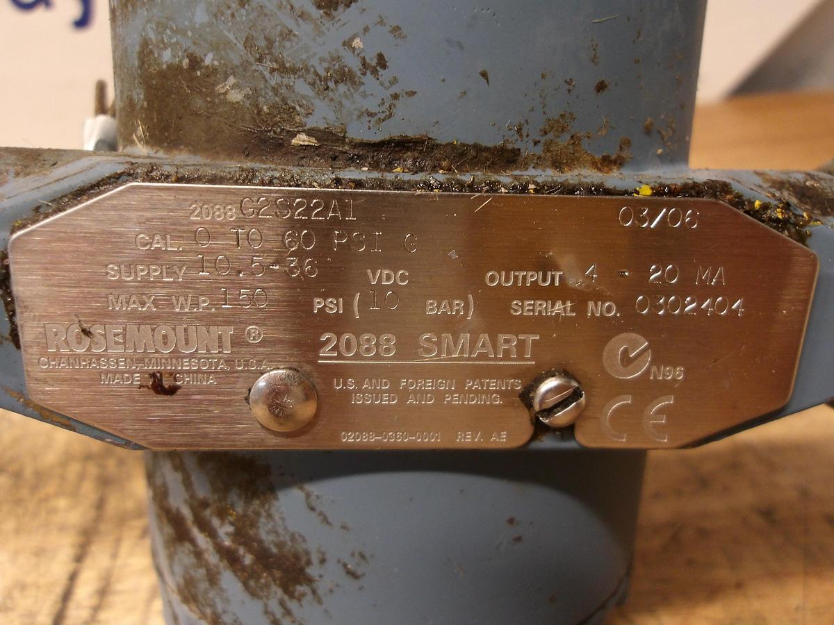 Used ROSEMOUNT 2088G2S22A1 PRESSURE TRANSMITTER