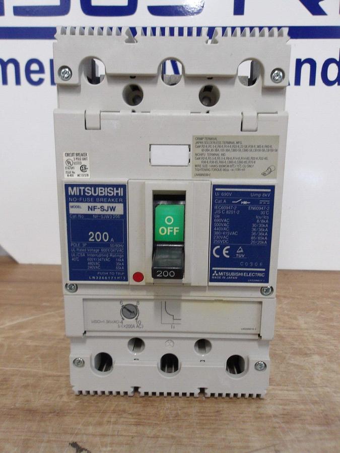 MITSUBISHI 200 AMP NO FUSE BREAKER NF-SJW, #2251105G NIB