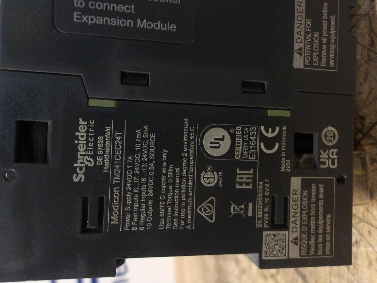 Used SCHNEIDER MODICON TM241CEC24T LOGIC CONTROLLER & 7 CARDS, #331231G USED