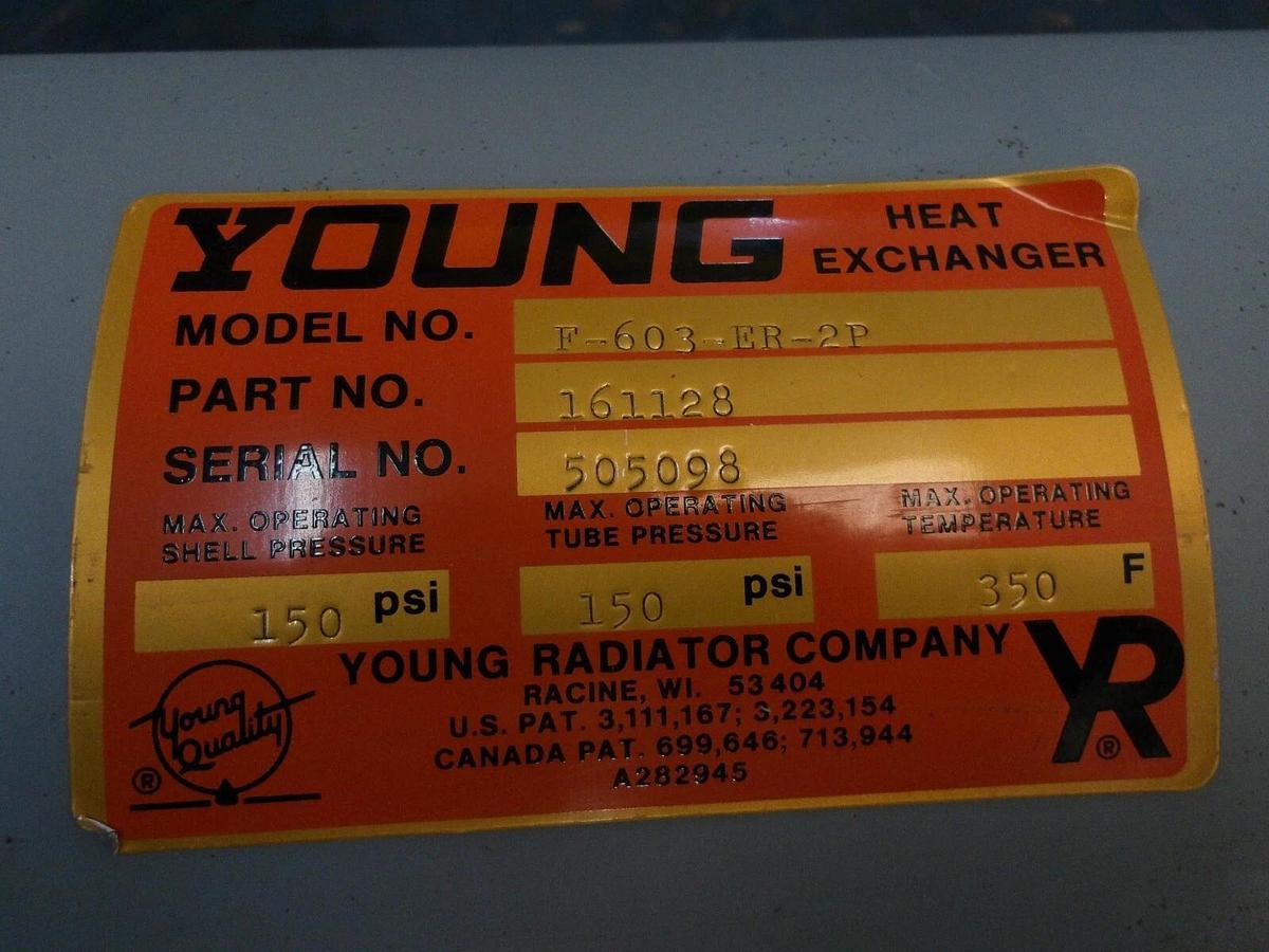 Used YOUNG F-603-ER-20 HEAT EXCHANGER 2", #511007G NEW