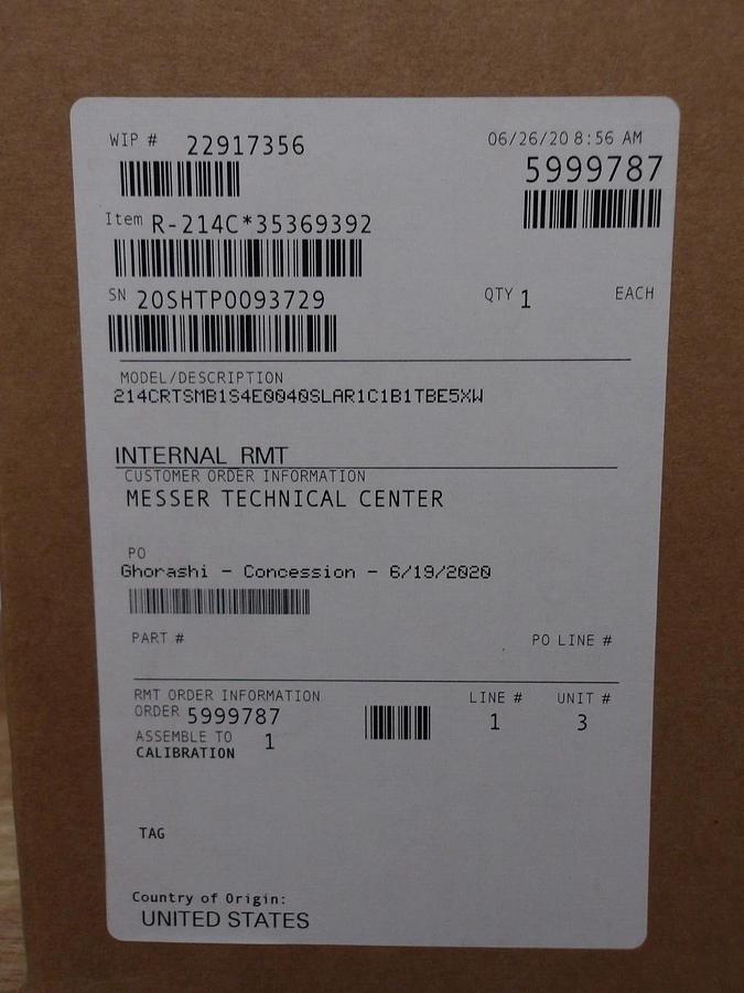 ROSEMOUNT 214C SENSOR TRANSMITTER, PT100, #318930G NIB