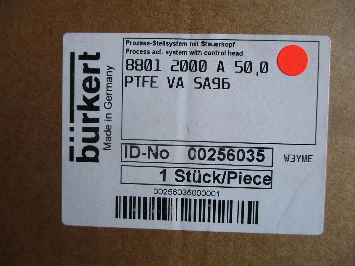 BURKERT 2" STAINLESS TYPE 2000 2-WAY ANGLE SEAT VALVE W/ HEAD, #821921J NIB