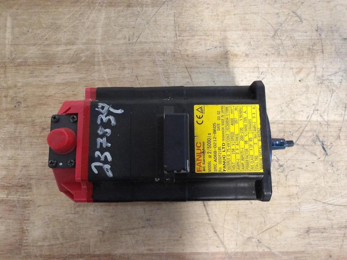 Used FANUC A06B-0212-B605 AC SERVO MOTOR, 4000 RPM, #5141053G REMANUFACTURED