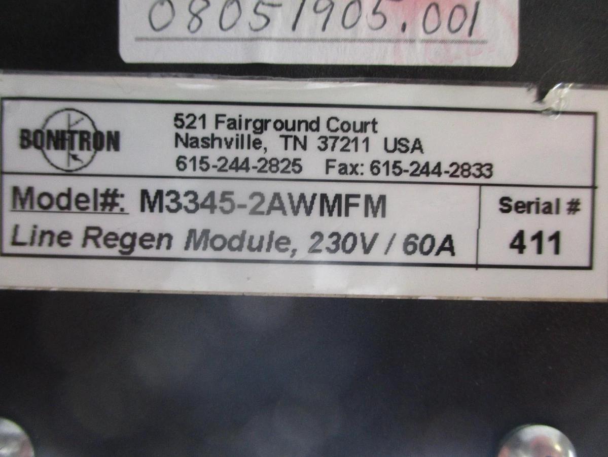 Used BONITRON M3345-2AWMFM REGEN LINE MODULE, 230 V, #331032J USED