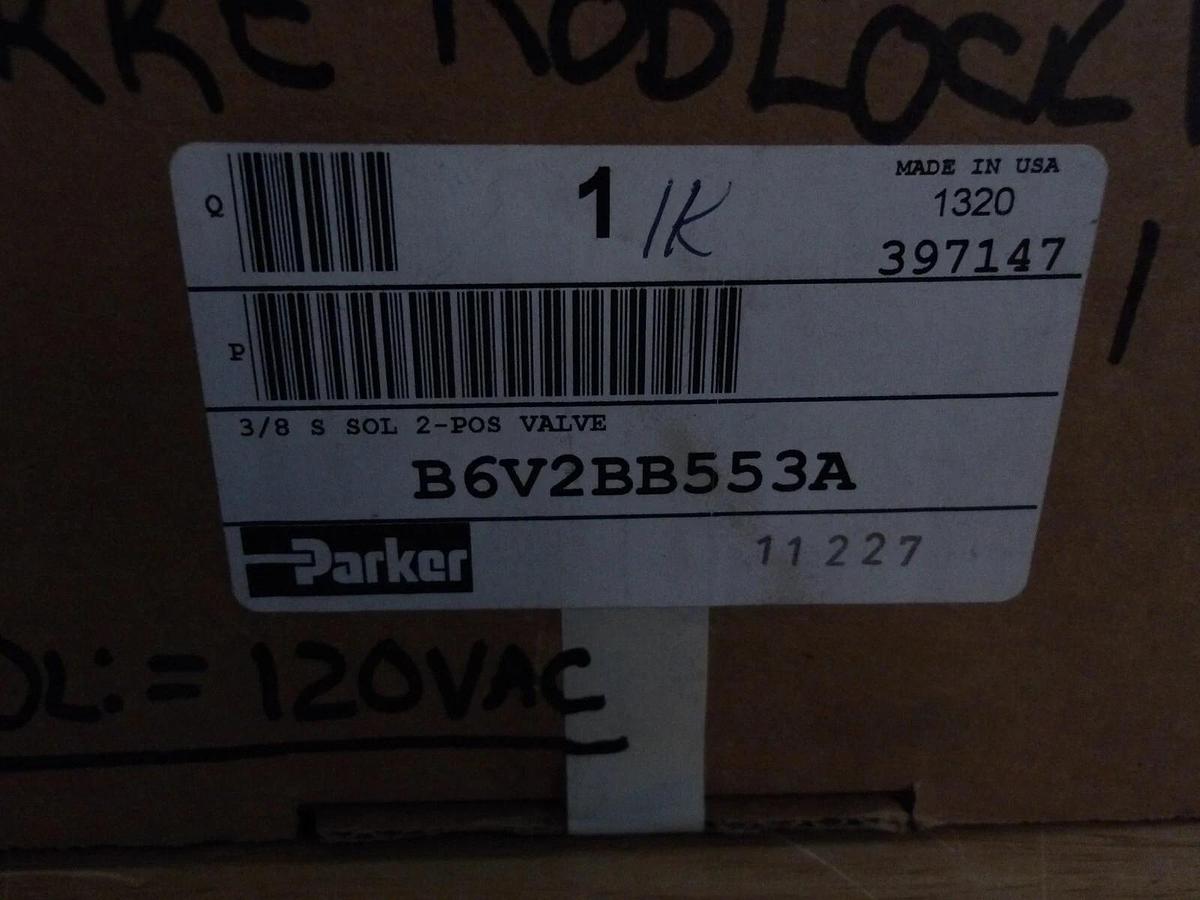 PARKER B6V2BB553A PNEUMATIC SOLENOID VALVE, #1271033G NIB