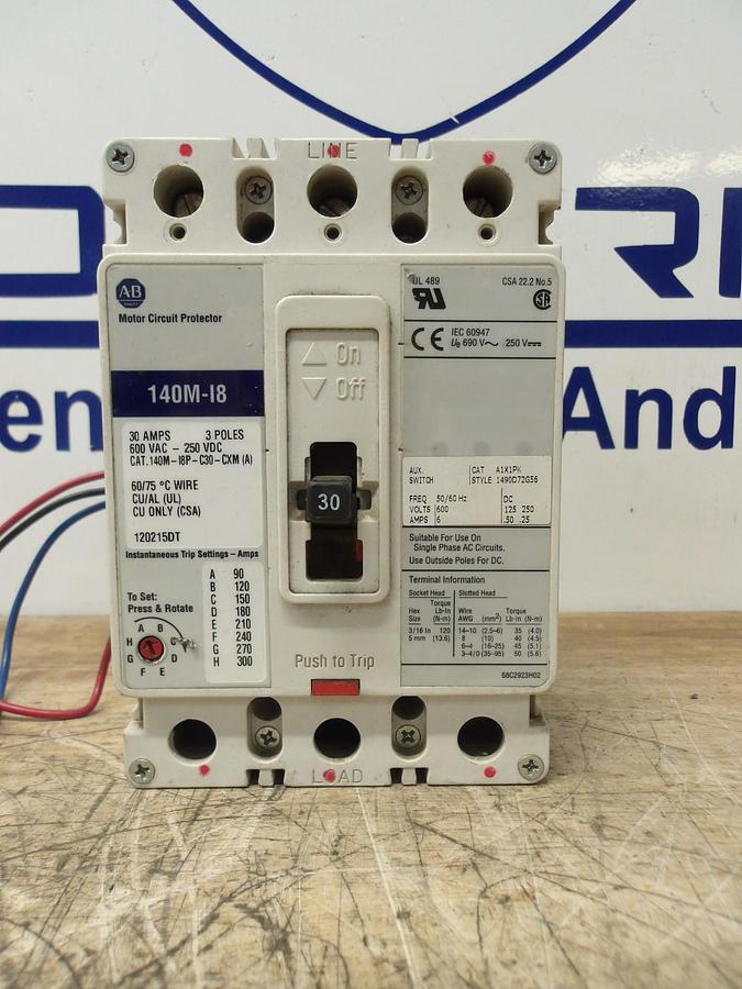 Used ALLEN BRADLEY 30 AMP BREAKER 600VAC/250VDC, #630836G USED