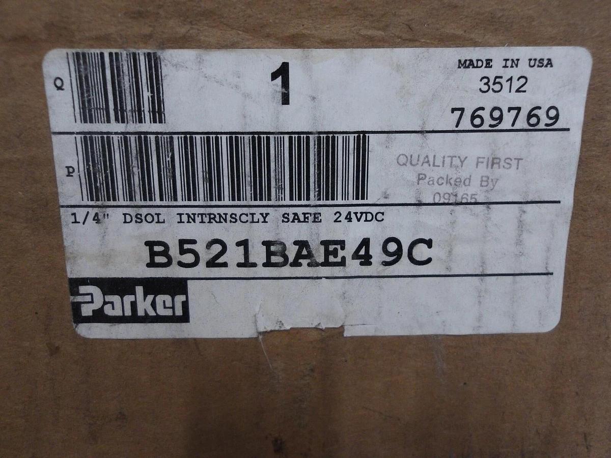 PARKER B521BAE49C PNEUMATIC SOLENOID VALVE 1/4", #521135G NIB
