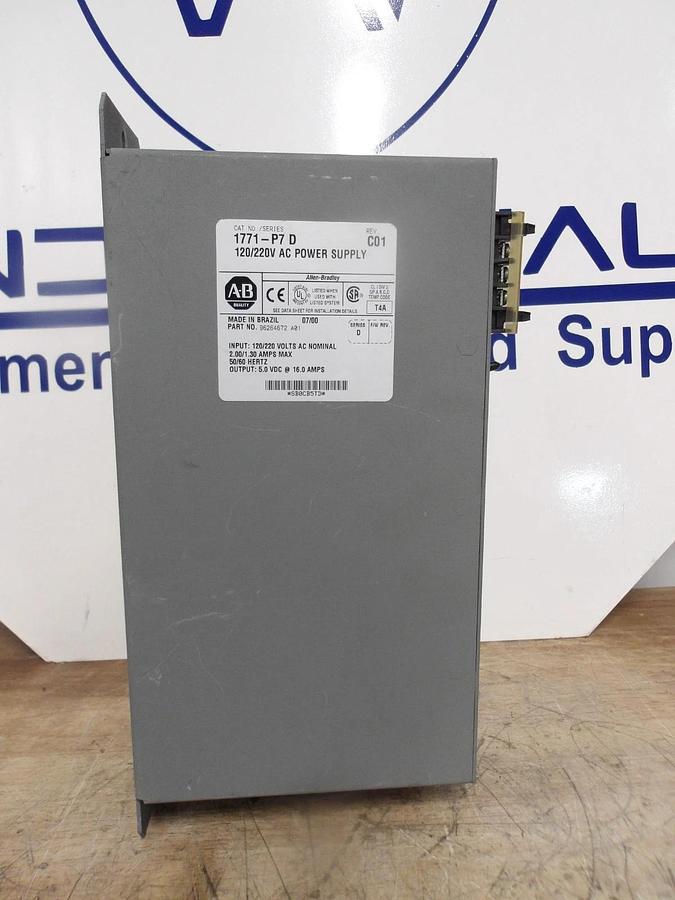 Used ALLEN BRADLEY 1771-P7 D POWER SUPPLY, 120-220 V, #919208G USED