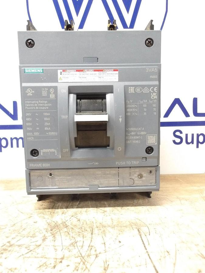 Used SIEMENS 800 AMP BREAKER 240-480-600-750 V, #630936G NEW