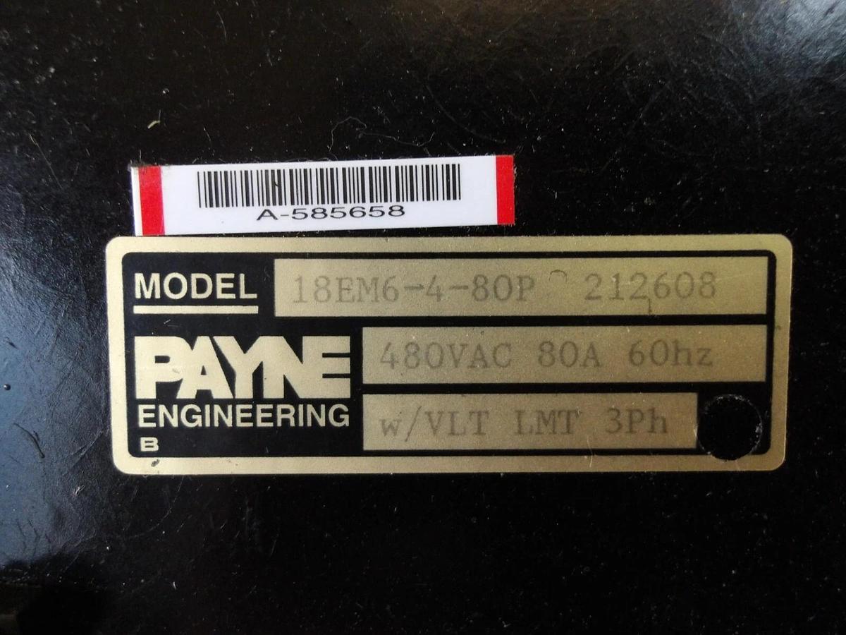 Used PAYNE ENGINEERING 18EM6-4-80P POWER CONTROLLER 80 AMP, #9121103G USED