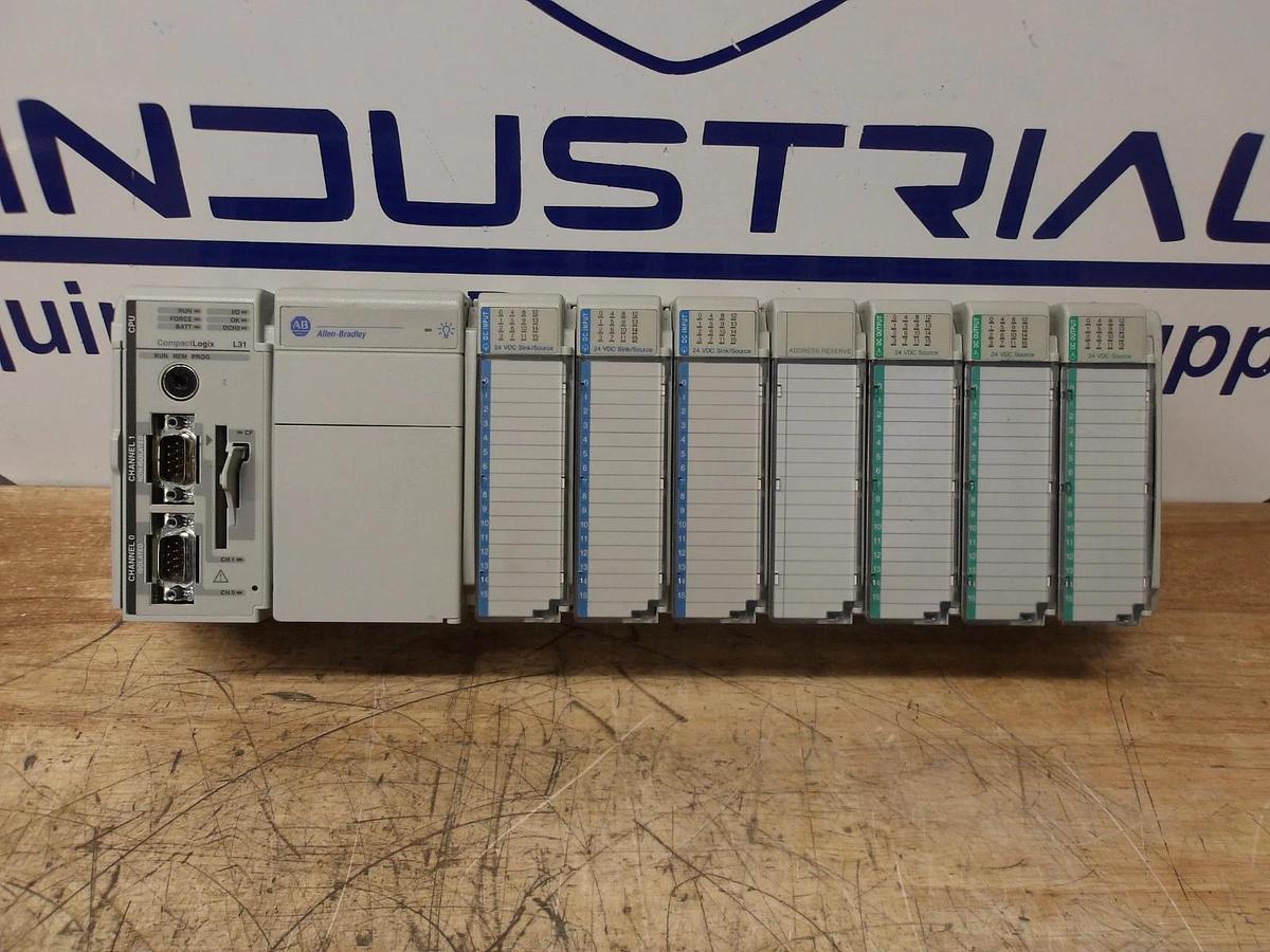 Used ALLEN BRADLEY COMPACT LOGIX L31 RACK & CARDS, #430348G USED
