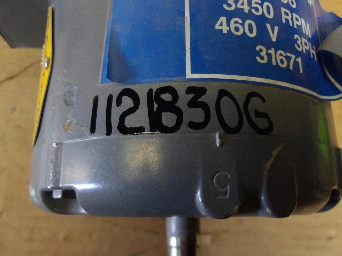 Used BALDOR 1/2 HP MOTOR, FR 56, 3450 RPM, 208-230/460 V, #1121830G NEW