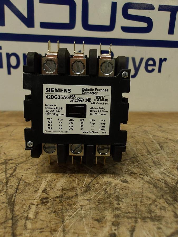 SIEMENS 42DG35AG DEFINITE PURPOSE CONTACTOR, 208-220-240 V, #630305G NIB