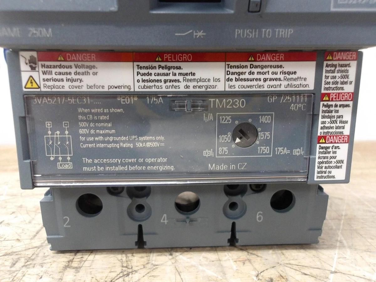 SIEMENS 175 AMP BREAKER 240-480-600 V, #7201140G NIB