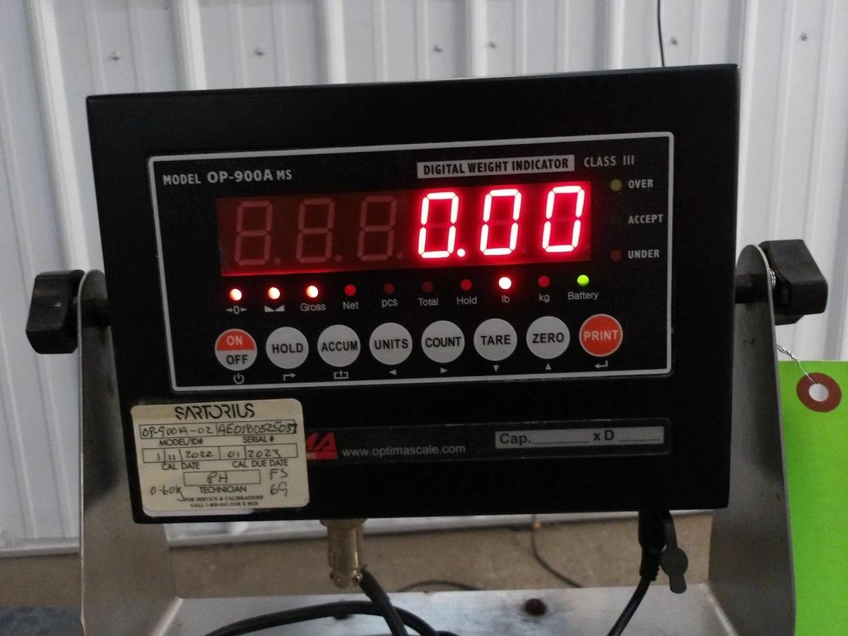 Used OPTIMA OP-900A-MS DIGITAL WEIGHT SCALES 0-200 LBS, #812942G USED