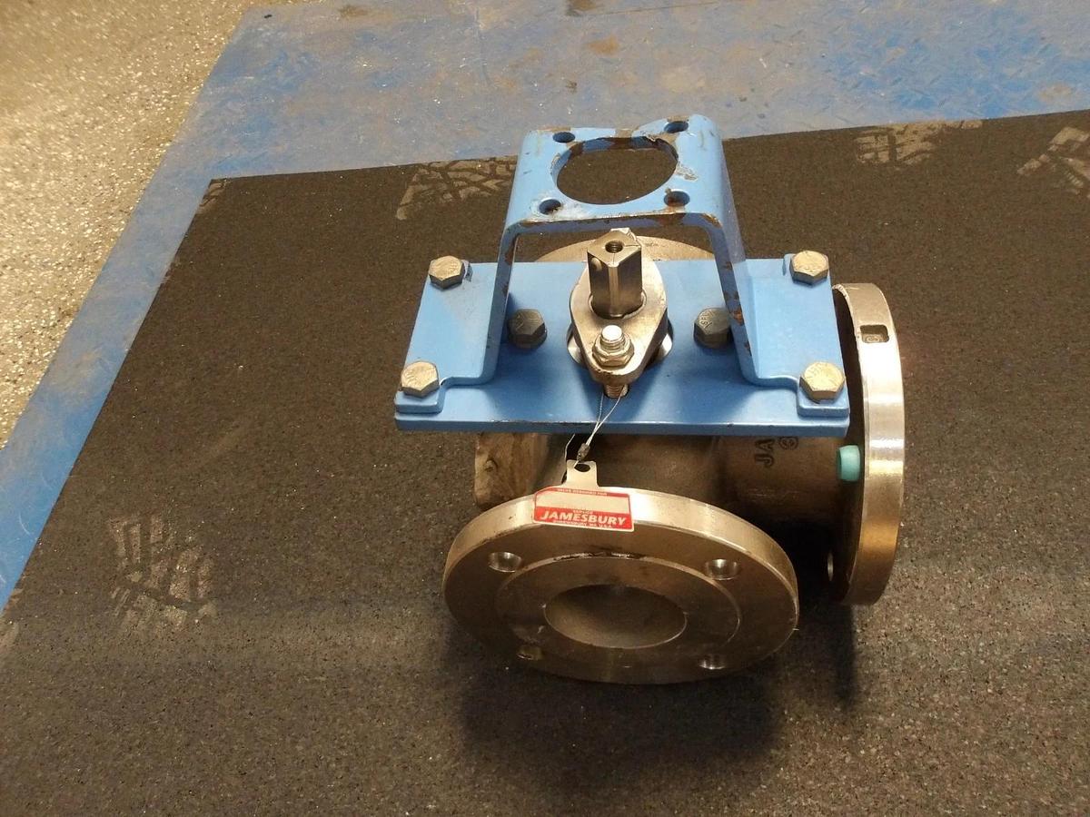Used JAMESBURY 3" 3-WAY S/S BALL VALVE, #54134G NEW