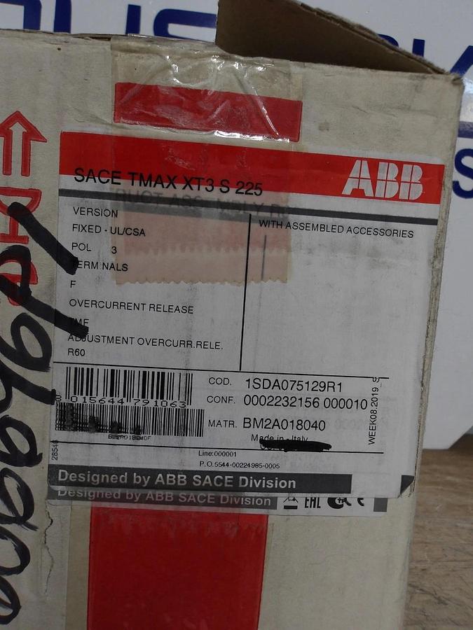 ABB SACE T3S225 60 AMP SWITCH, #641210G NIB