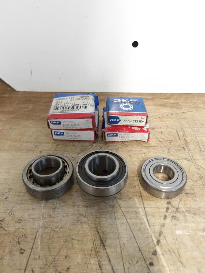 Used SKF BEARINGS (MISC. LOT OF 7) 6204-2ZJEM, 6004-2RSJEM, #99815G NEW
