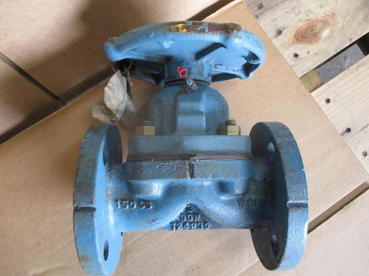 Used DOW 2" LINED STEEL DIAPHRAGM VALVE, #49137J NEW