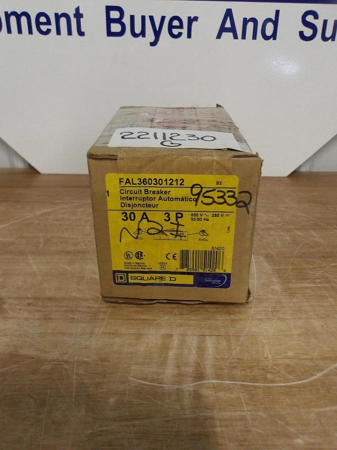 SQUARE D 30 AMP BREAKER 600/250 V, #2211230G NIB