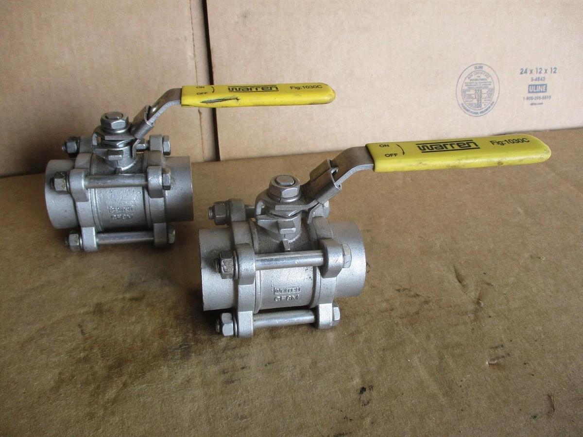 Used WARREN 1" STAINLESS BALL VALVE(SOCKET WELD) (LOT OF 2), #4161140J NEW