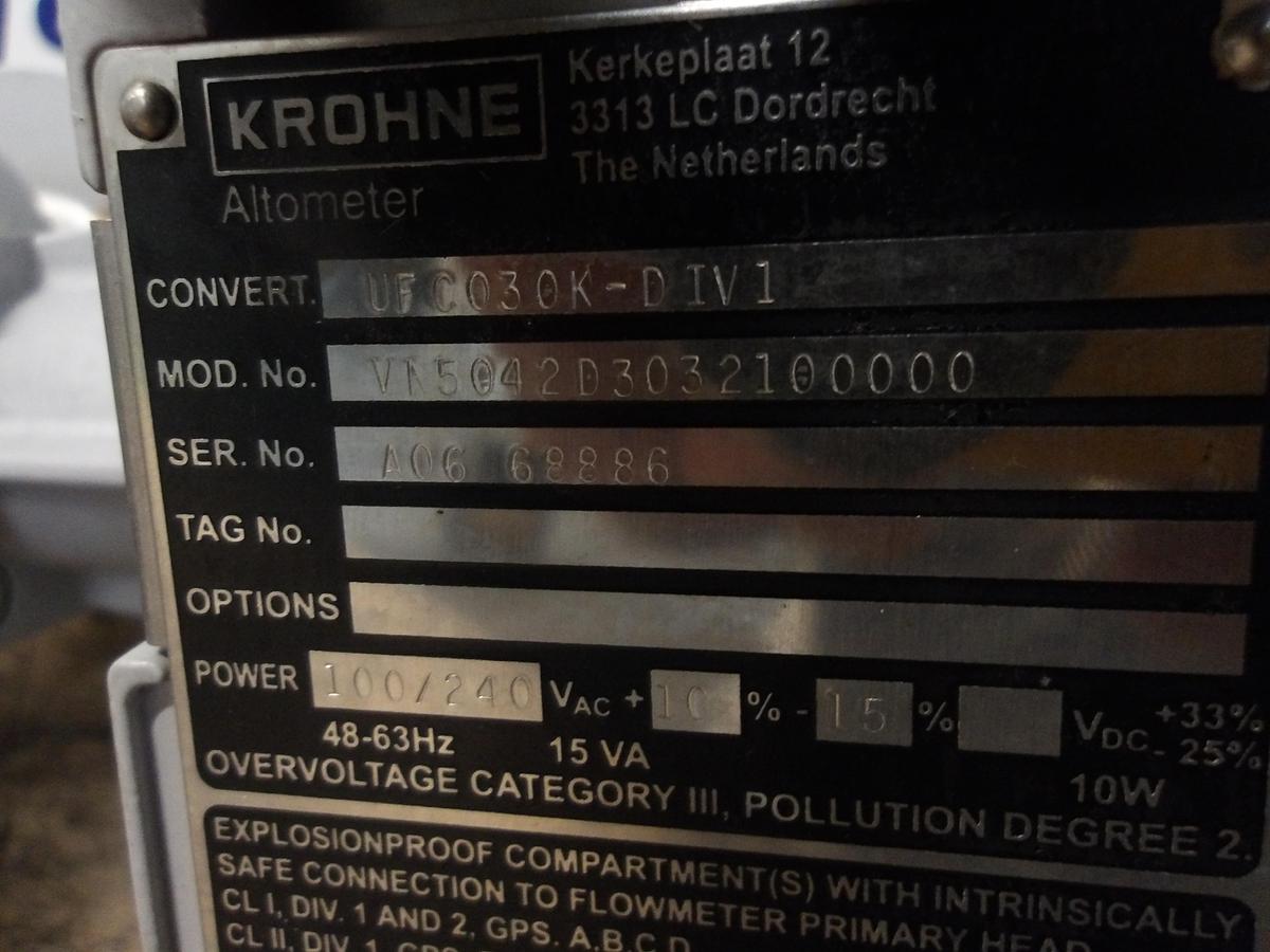 Used KROHNE VN5042D3032100000 MASS FLOW TUBE 2"