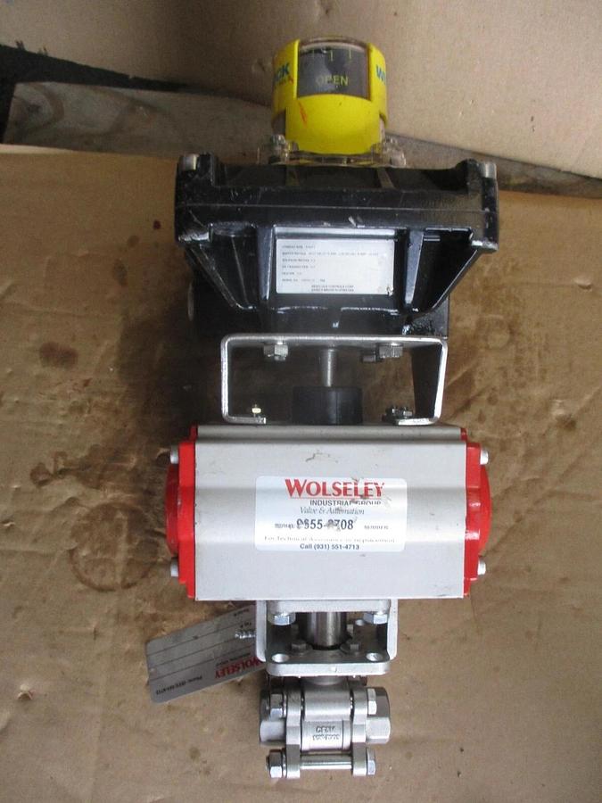 Used FLOW-TEK 1/2" STAINLESS CONTROL BALL VALVE W/ ACTUATOR, #68925J NEW