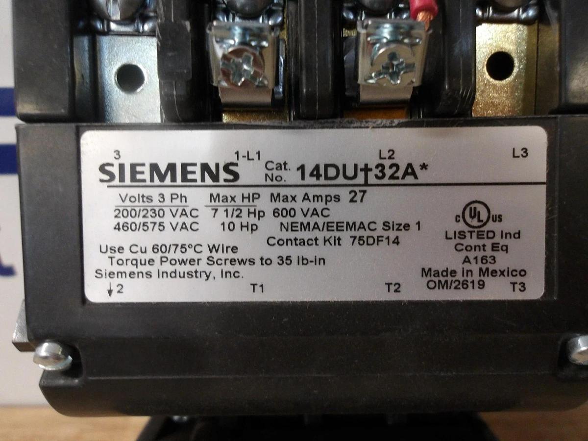 Used SIEMENS SIZE 1 STARTER 14DUB32A, #721310G USED
