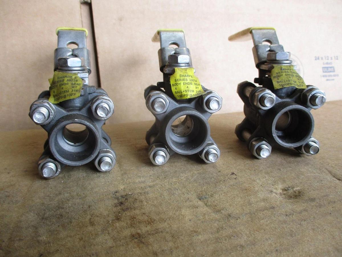 Used SHARPE 1/2" STEEL BALL VALVE (SOCKET WELD) (LOT OF 3), #416104J NEW
