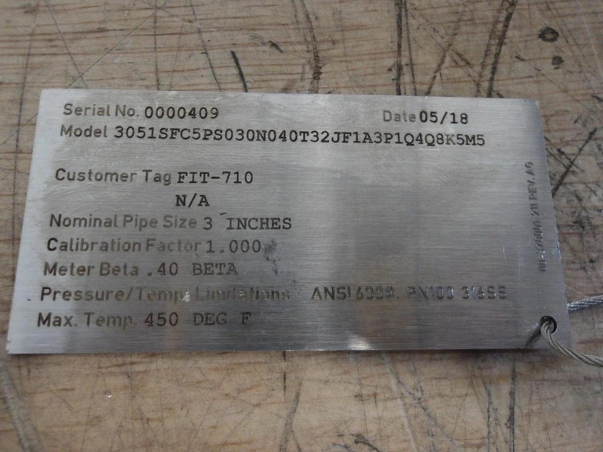 ROSEMOUNT 3051 FLOW METER 3" S/S, #92208G NIB
