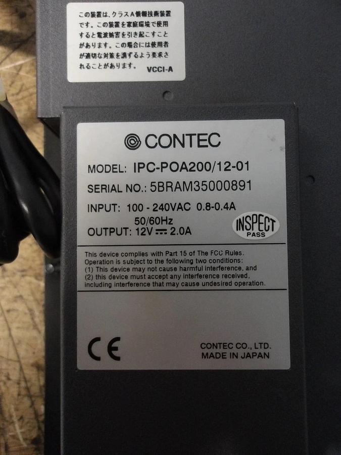 Used CONTEC IPC-POA200/12-02 IPC MONITOR, #1217155G USED (AS IS)