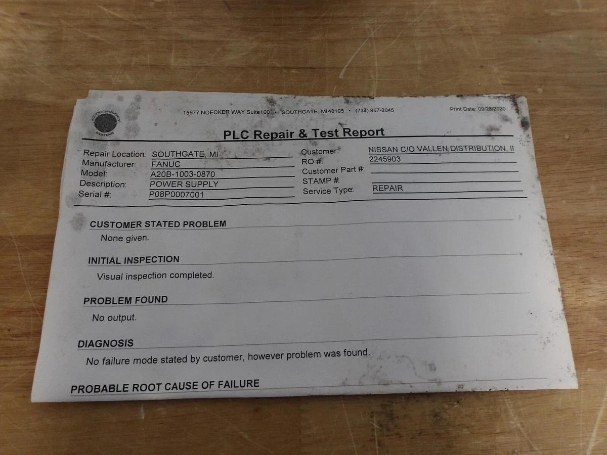 Used GE FANUC A20B-1003-0870 PROGRAMMABLE CONTROLLER SERIES 90-70, #2101215G REMAN