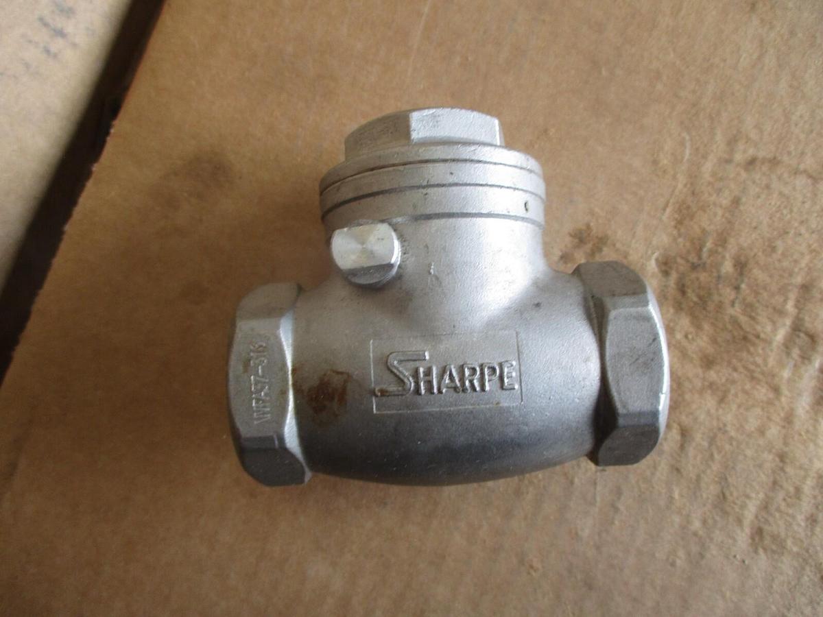 Used SHARPE 1" STAINLESS SWING CHECK VALVE, #4251245J NEW