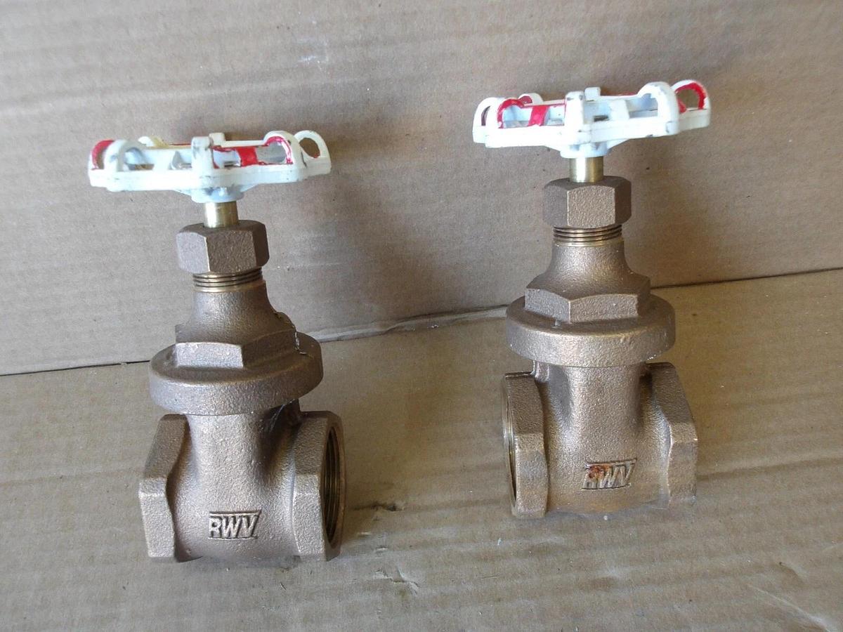 Used RMV 1-1/2" BRASS GATE VALVES (LOT OF 2) #710905G NEW