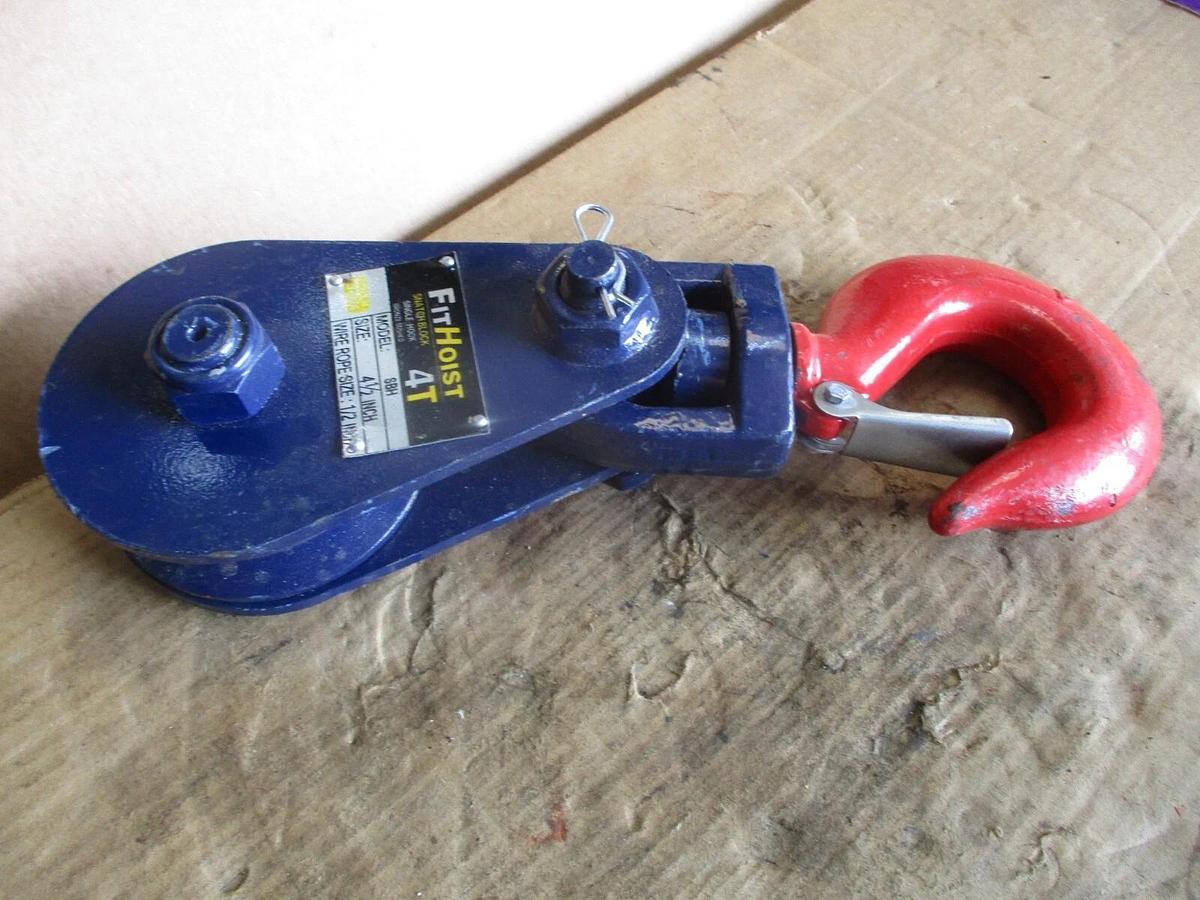 Used FIT HOIST 4T SINGLE HOOK SNATCH BLOCK, #717341J NEW