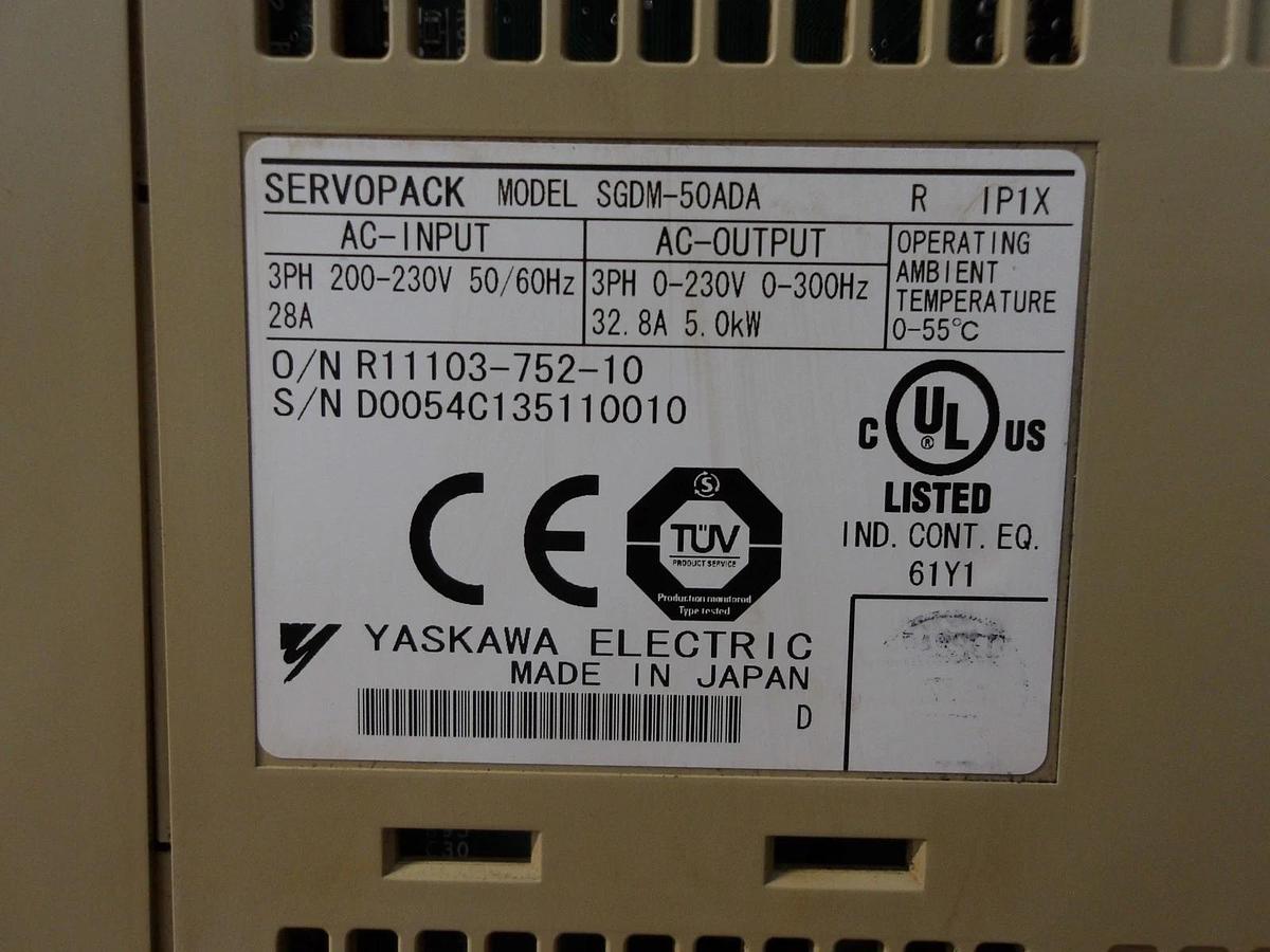 Used YASKAWA SGDM-50ADA SERVO PACK, #1222147G USED