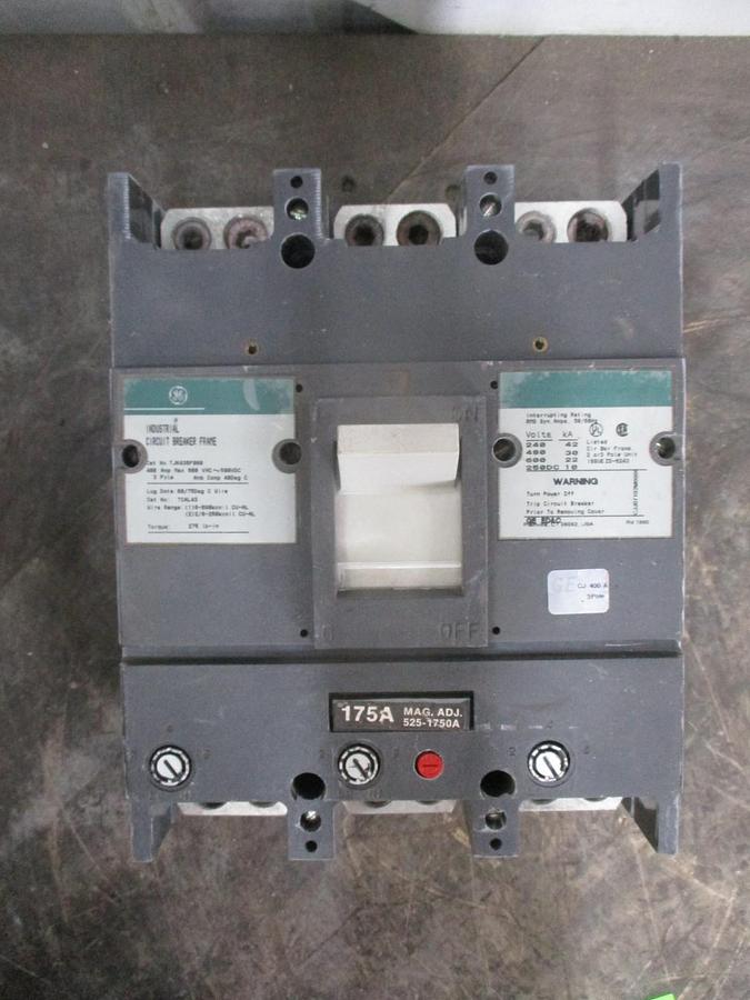 Used GE 175 AMP CIRCUIT BREAKER, 600 VAC / 500 VDC, #351042J USED