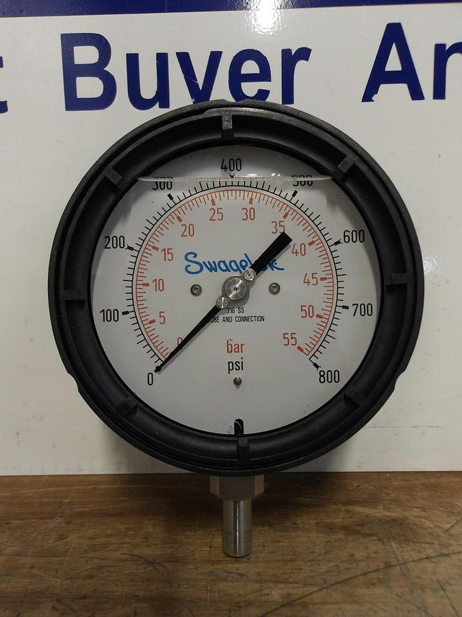 Used SWAGELOK PG1-115P-PG800-LAR3-J PRESSURE GAUGE, #116956GJW NEW