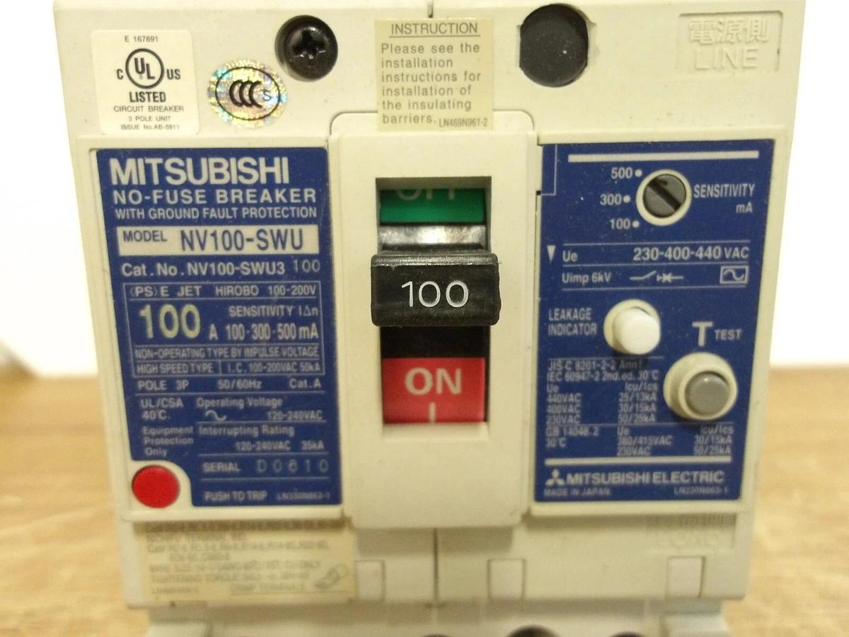 MITSUBISHI 100 AMP NO FUSE BREAKER NV100-SW4, #224845G NIB