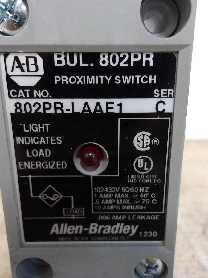 ALLEN BRADLEY 802PR-LAAE1 PROXIMITY SWITCH 102-132 V, #5301045G NIB