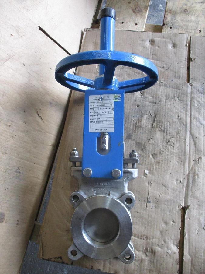 Used ORBINOX 3" STAINLESS KNIFE GATE VALVE 20-3636RI, #731105J USED