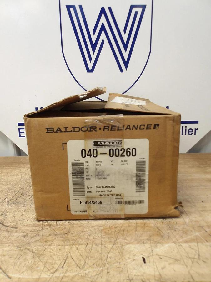 BALDOR RELIANCE 1.6/1.28 HP MOTOR, 1750/1460 RPM, 460/380-420 V, #65915G NIB