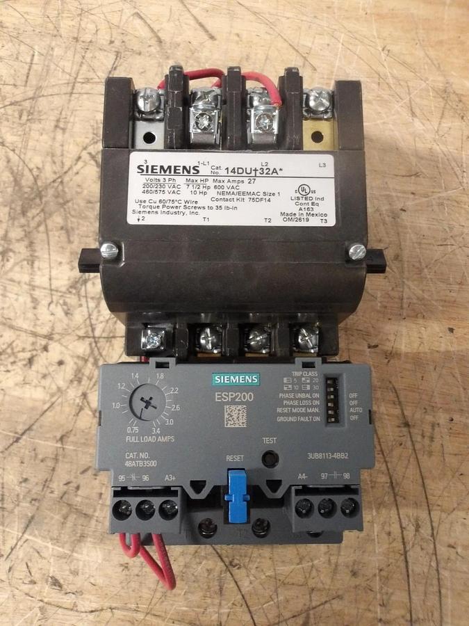 Used SIEMENS SIZE 1 STARTER 14DUB32A, #721310G USED